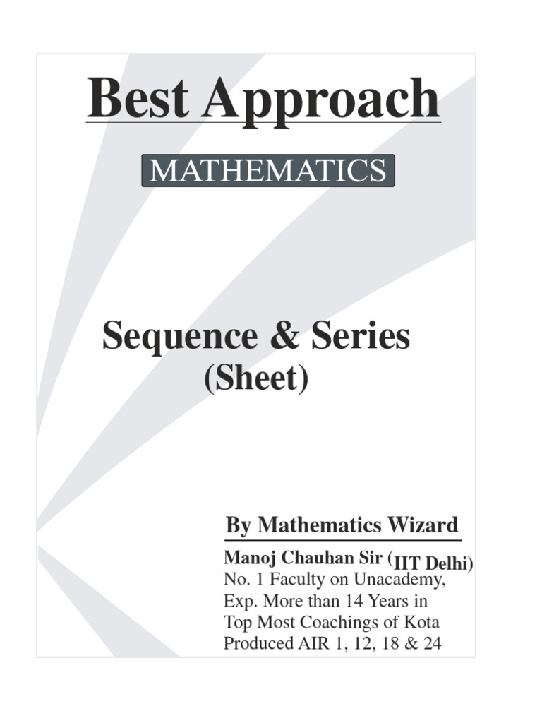 Sequence and Series Best Approach | PDF | Quadratic Equation ...