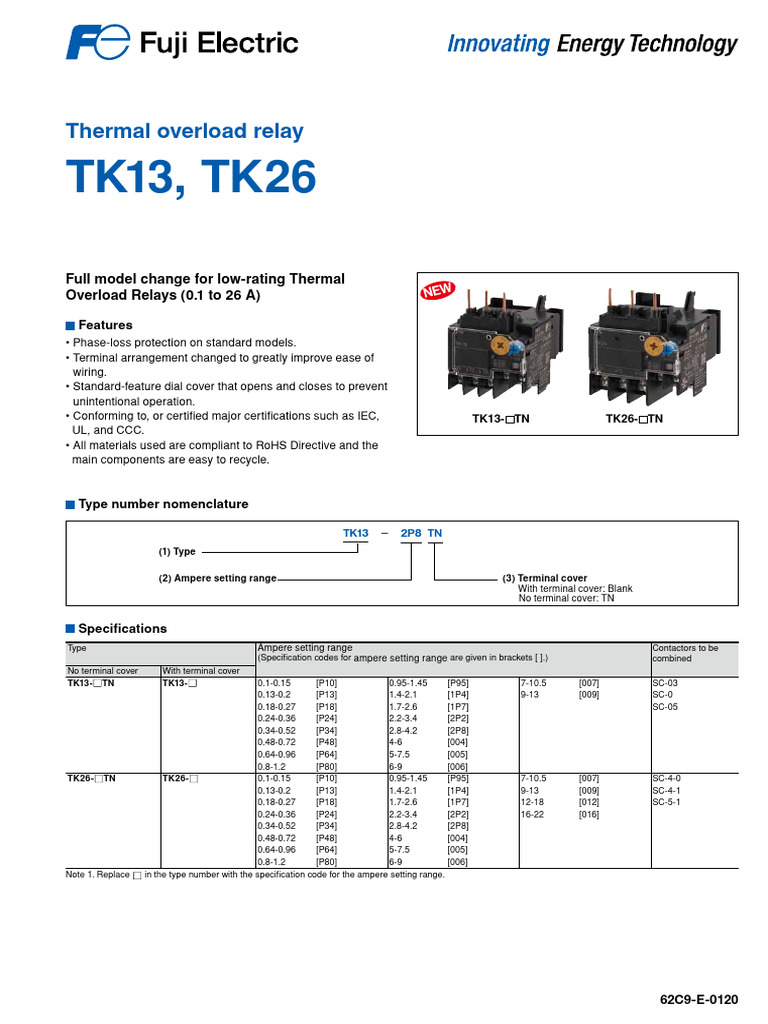 Fuji Thermal Overload Relay Updates | PDF | Relay | Electrical Wiring