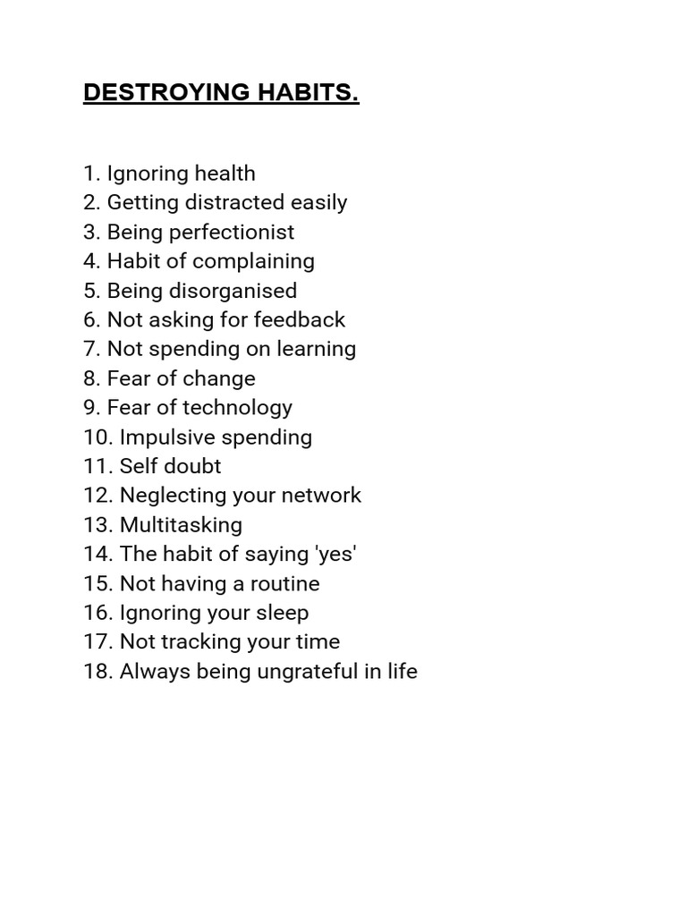 18 Habits That Hold You Back | PDF