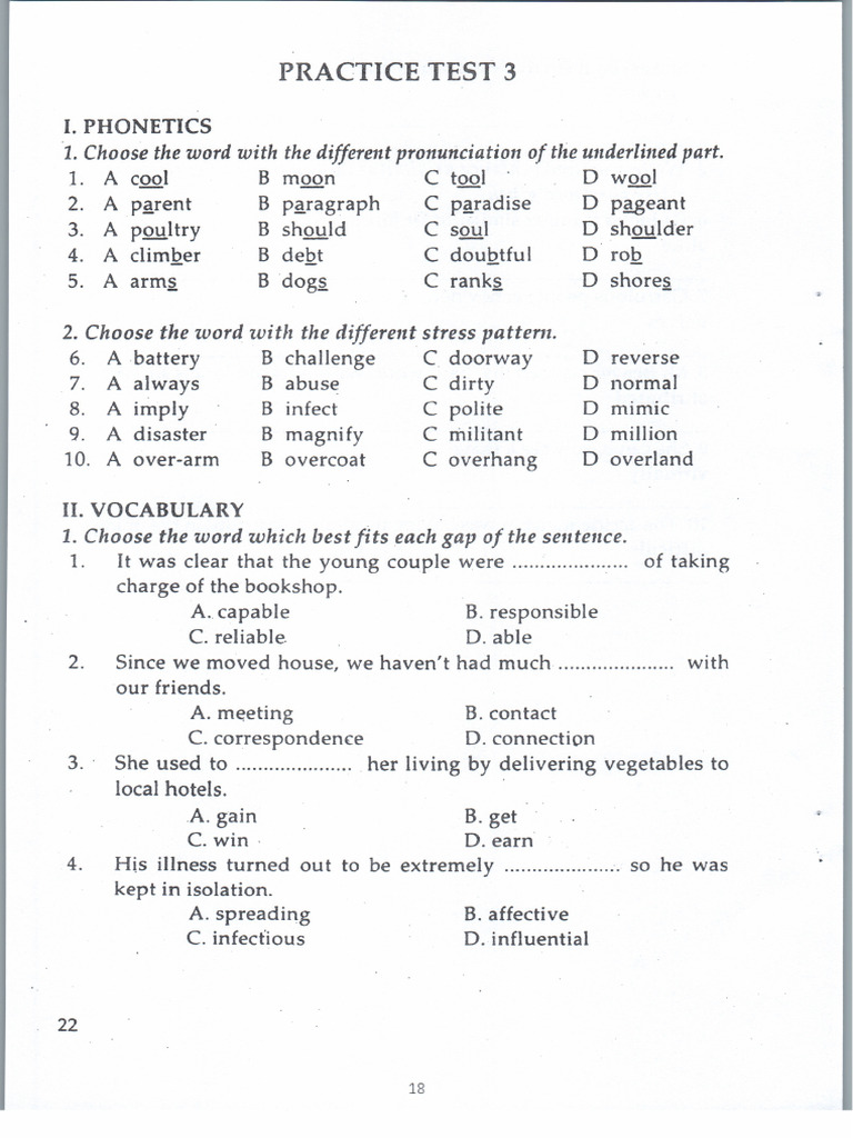Practice Test 3-4 Grade 11 | PDF