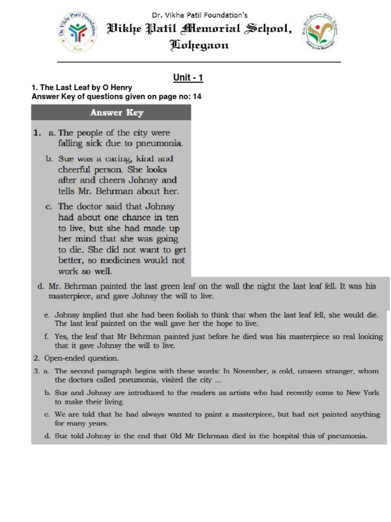 Class 7 English Unit 1 Answers Pdf Art