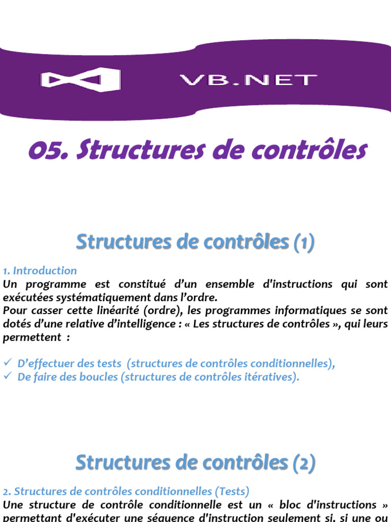 Structures de Contrôle en Programmation | PDF | Structure de contrôle ...