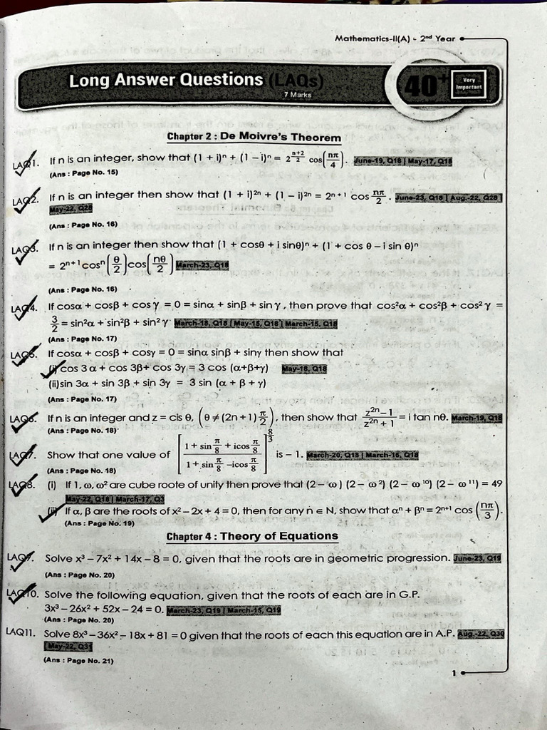 Mathematics II (A) 2nd Year Long Answers | PDF | Standard Deviation ...
