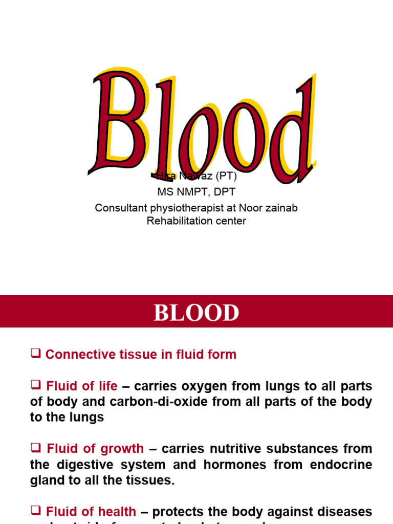 Physiology of Blood RIT MLT OTT | PDF | Blood | Red Blood Cell