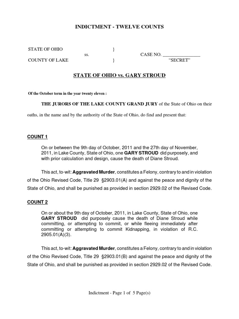 Gary Stroud Indictment | PDF | Indictment | Murder