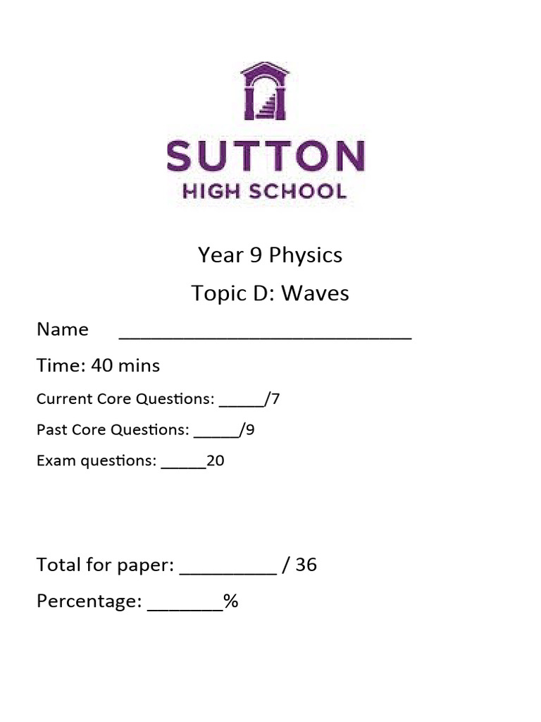 Year 9 Waves Exam Questions | PDF | Waves | Electromagnetic Radiation