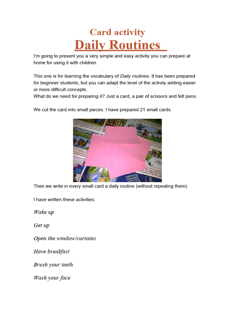 Daily Routines Card Activity Games 134165 | PDF