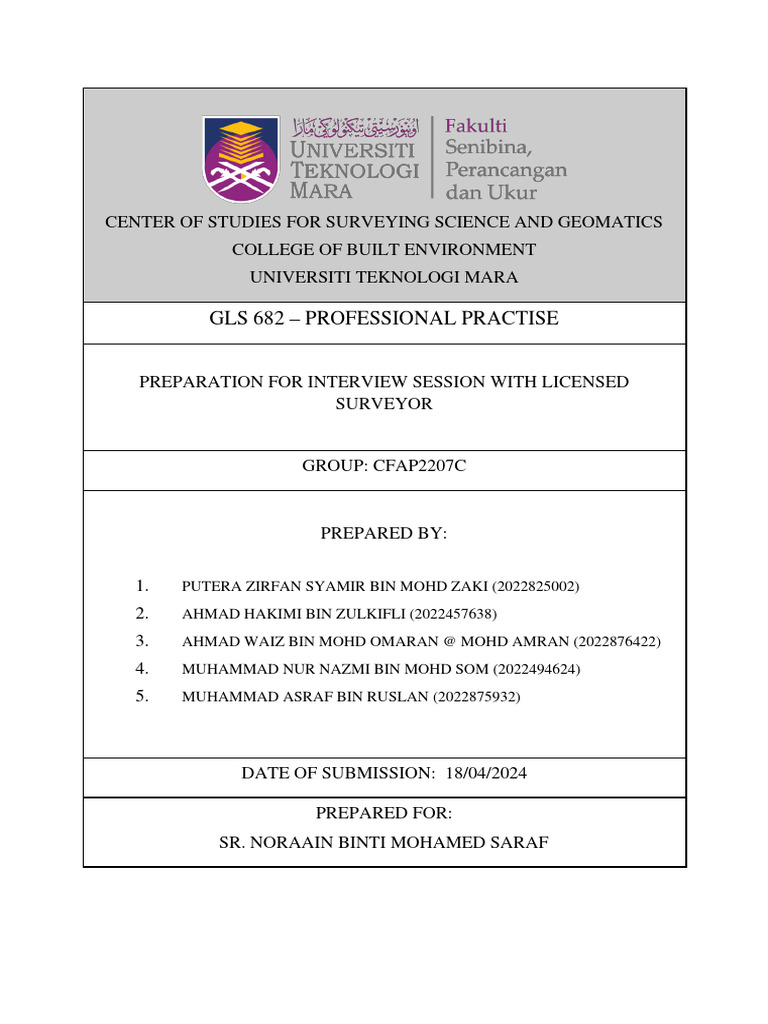 Preparation for interview session with Licensed Surveyor_7C | PDF