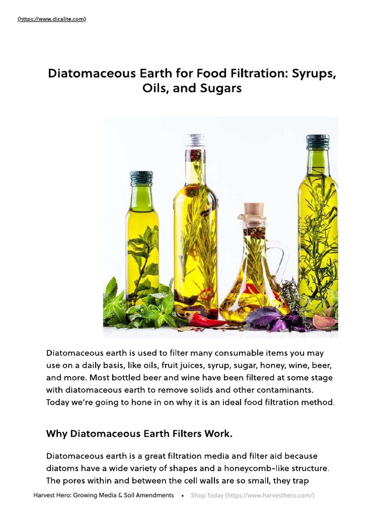 Diatomaceous Earth For Filter of Oils | PDF