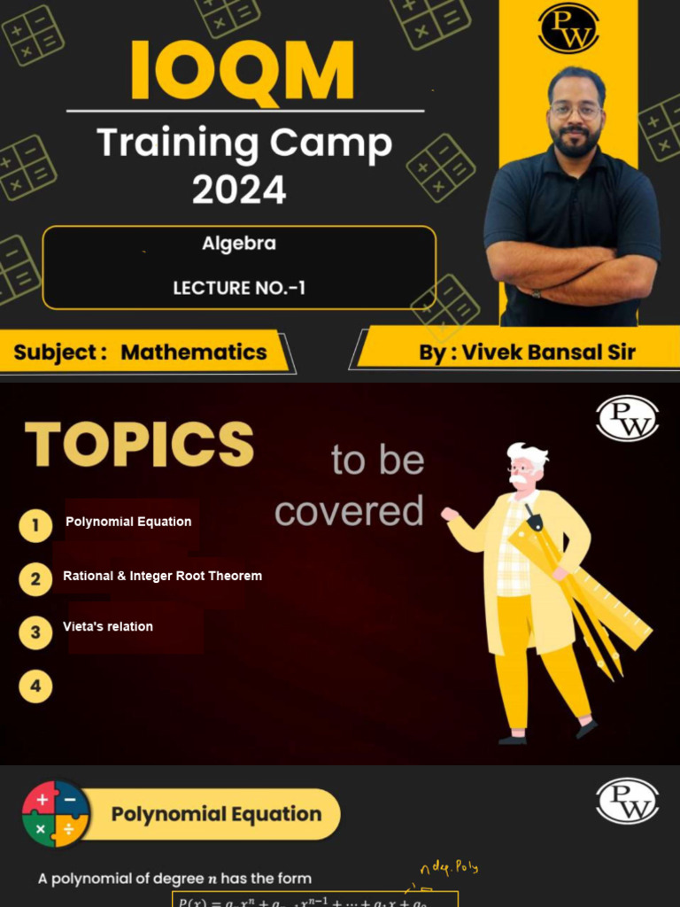 Algebra 01 - Class Notes - Ioqm Training Camp 2024 | PDF
