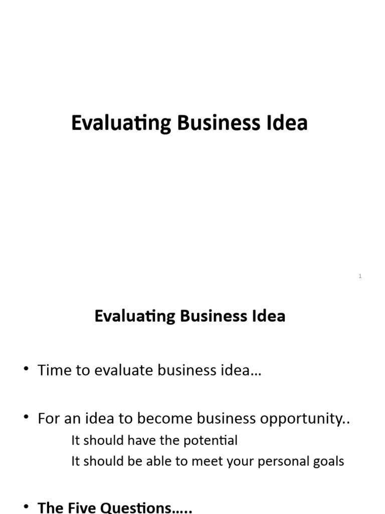 Evaluating Business Ideas | PDF | Business Model | Market (Economics)