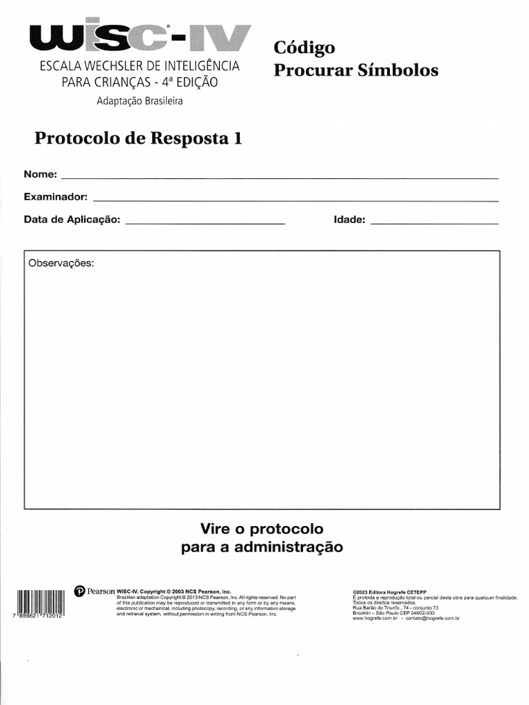 Wisc IV - Códigos e Símbolos | PDF