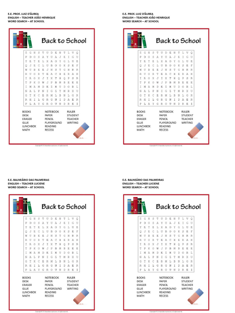Word Search School PDF