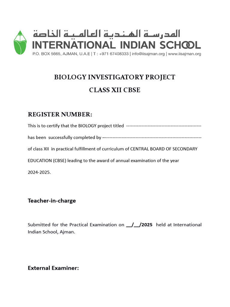 CBSE Class XII Biology Project | PDF | Business