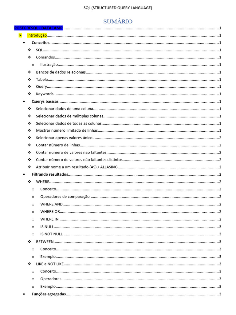 Fundamentos de SQL e PostgreSQL | PDF | SQL | Modelo de dados