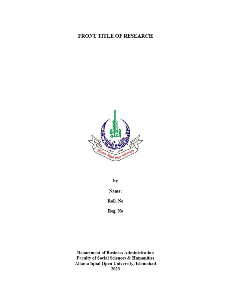 Project Format - Initial Pages | PDF