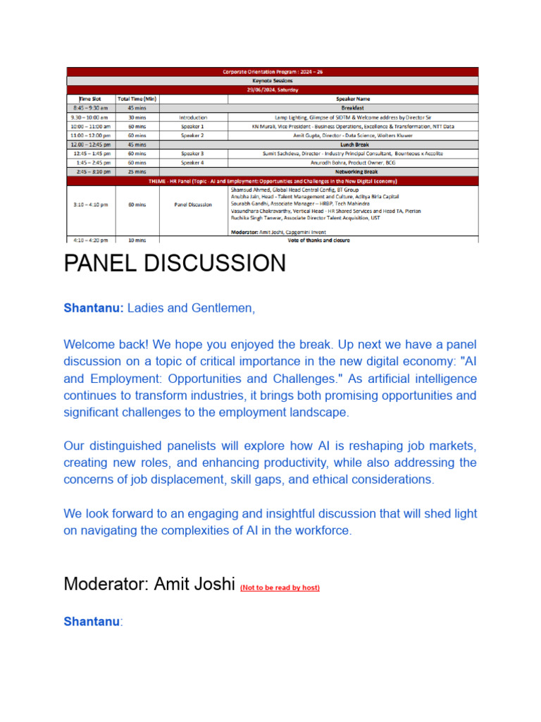 PANELISTS MOC Script | PDF | Recruitment | Artificial Intelligence
