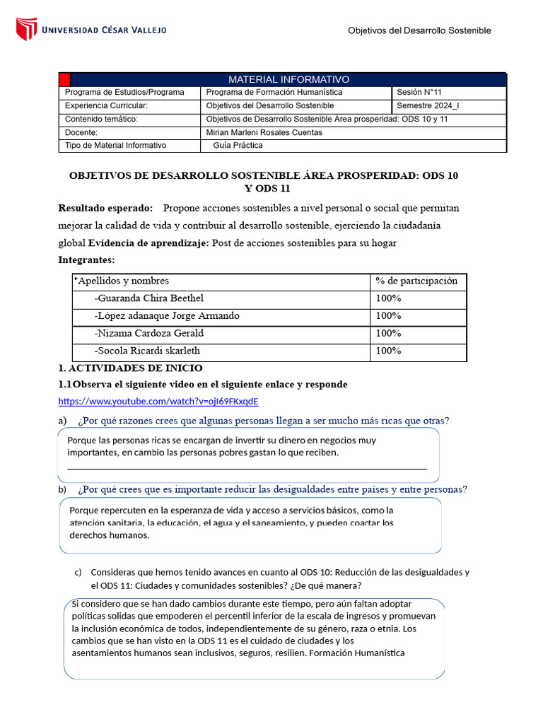 Avances y Desafíos ODS 10 y 11 | PDF | Desarrollo sostenible ...