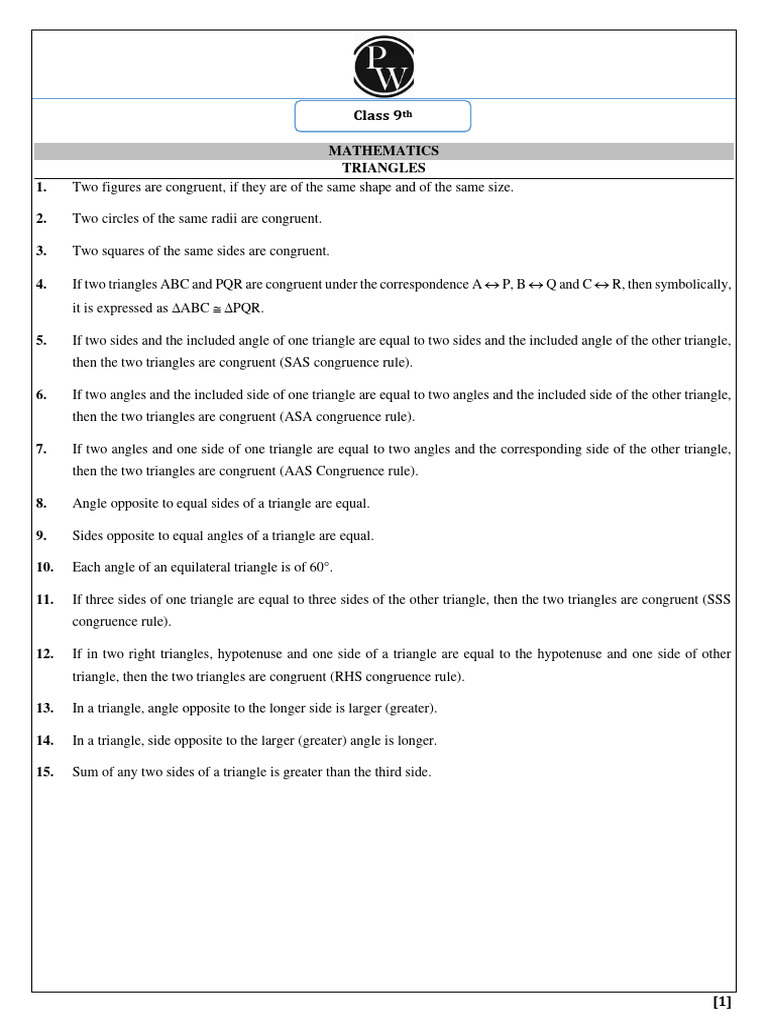 Triangles Short Notes65ddeff70ccebd001805bccf | PDF