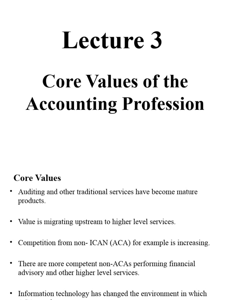 Core Values in Accounting Profession | PDF | Financial Audit | Accounting