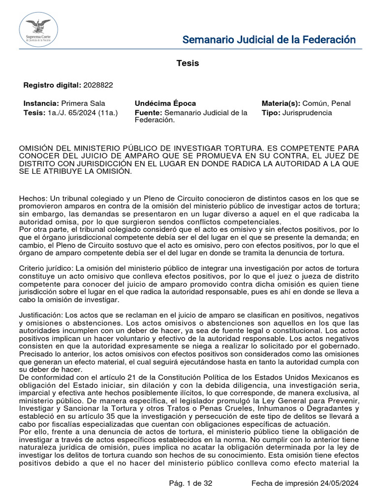 JURISPRUDENCIAS 24-05-2024 | Descargar gratis PDF | Caso de ley