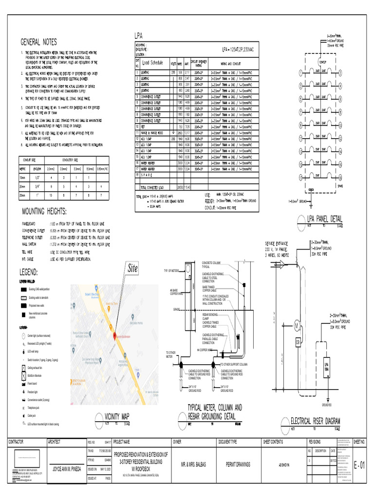 Permit drawings proposed renovation extension of 3 storey residential