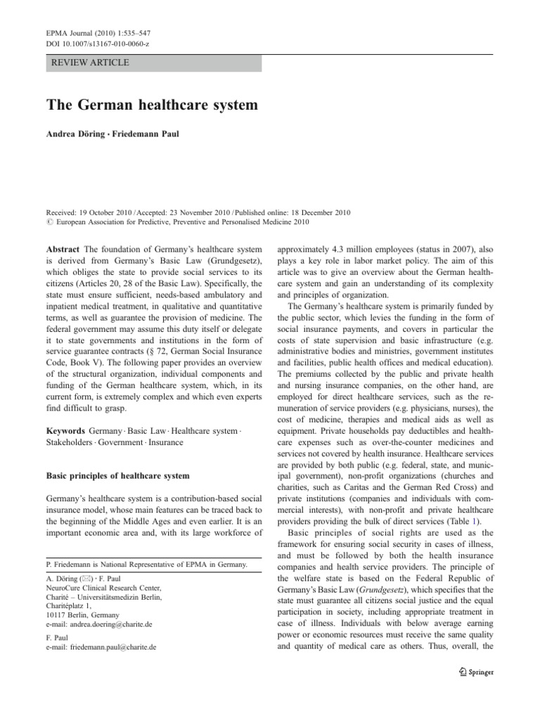 Overview of the German Healthcare System | PDF | Health Care | Health ...