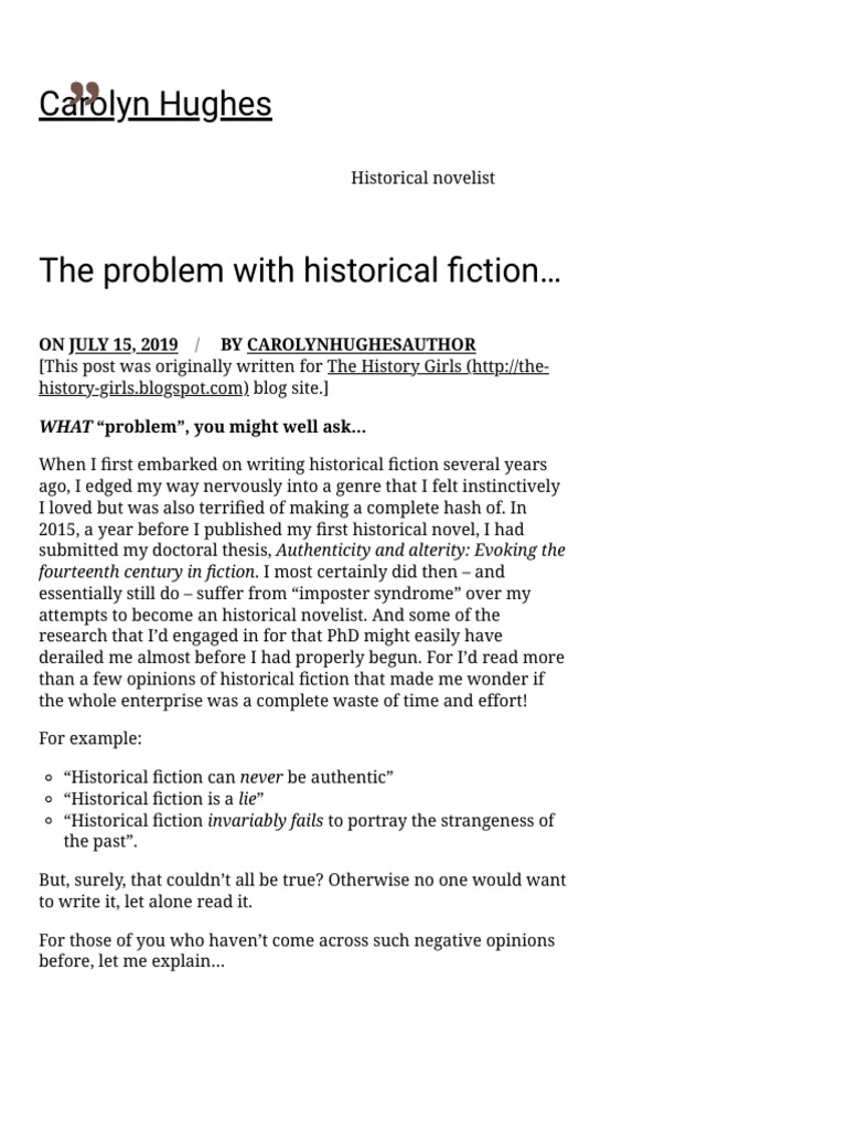 Challenges in Writing Historical Fiction | PDF | Historical Fiction ...
