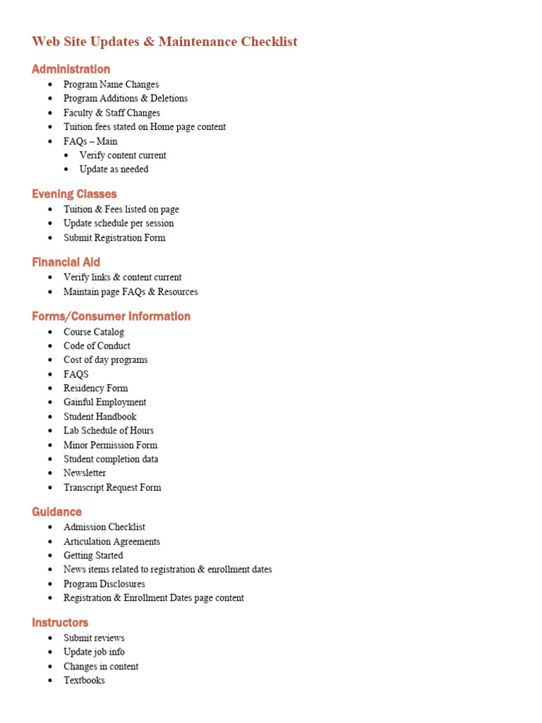 Website Maintenance Checklist Guide | PDF
