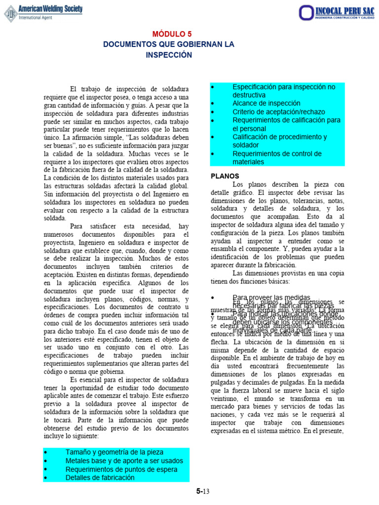 Documentos Que Gobiernan La Inspección - Módulo 5 | PDF | Soldadura ...