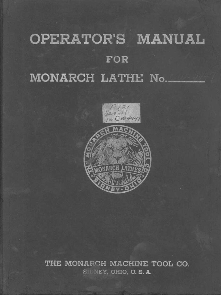 Monarch Lathe Manual | PDF