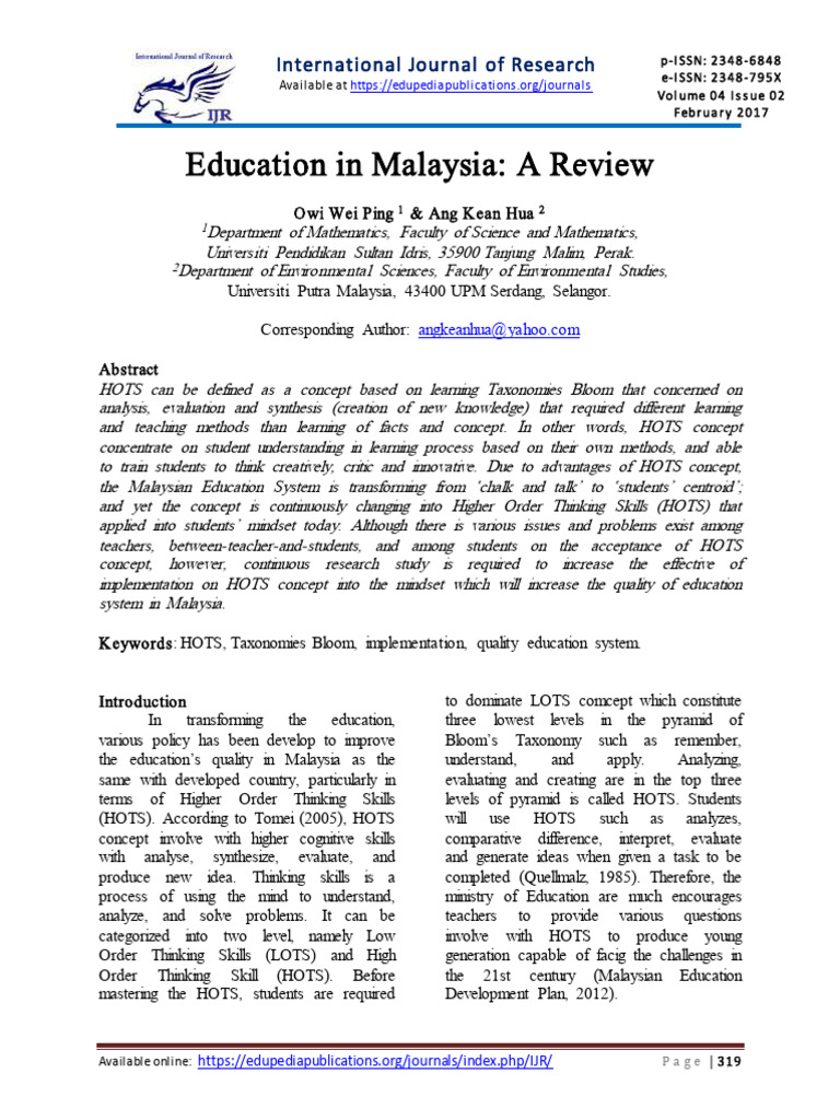 Education Transformation in Malaysia | PDF | Teachers | Sampling ...