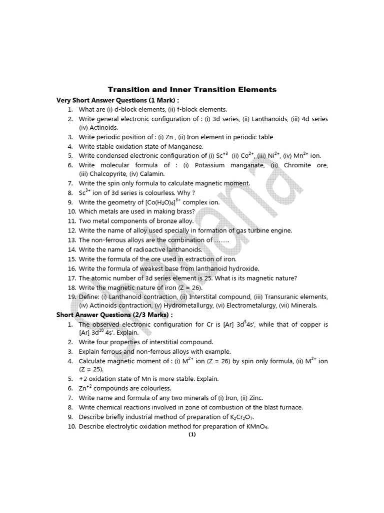 Transition and inner transition elements pdf transition metals