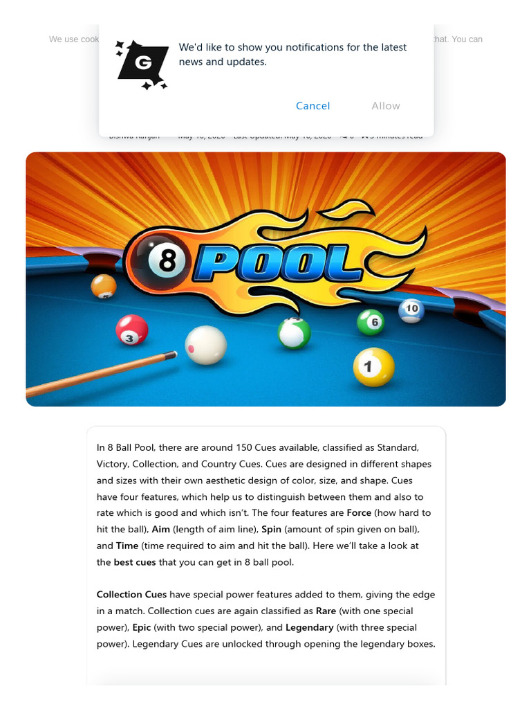 10 Best Cues in 8 Ball Pool Legendary Cues Victory Cues and More PDF