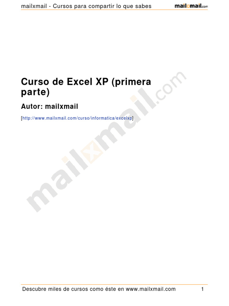 Curso Excel XP Primera Parte | PDF | Microsoft Excel | Ventana ...