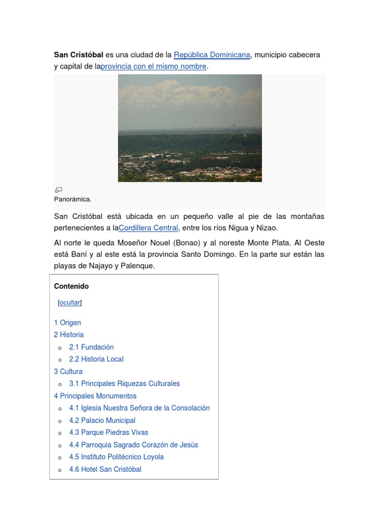 San Cristóbal: Historia y Cultura Dominicana | PDF