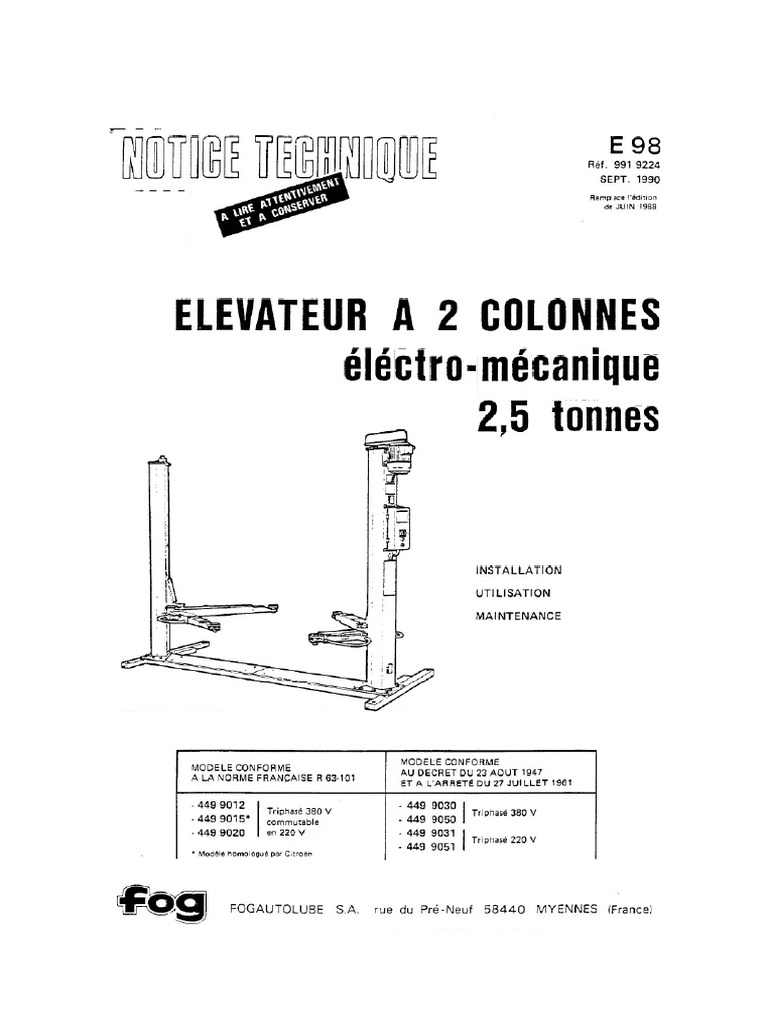 Notice De Montage Pont Fog 2 Colonnes 449