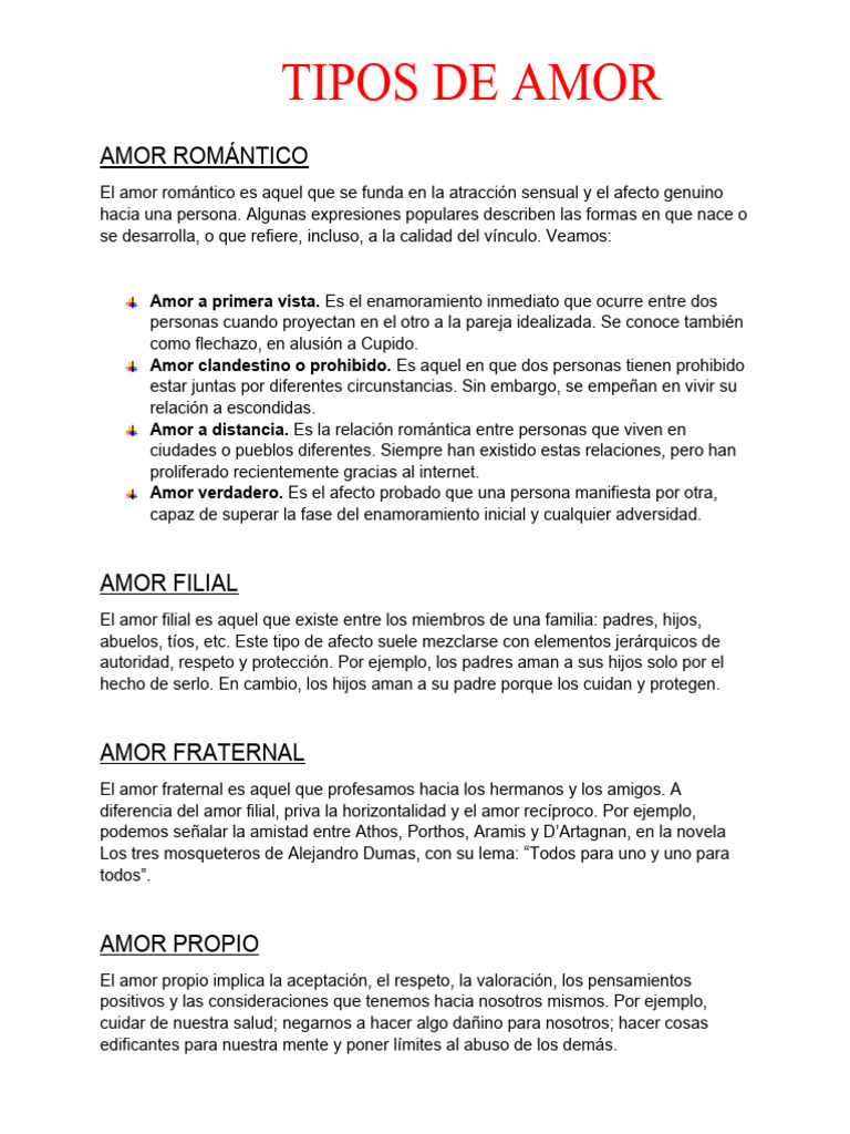 Tipos de Amor y sus Ejemplos | PDF | Amor | Los tres mosqueteros