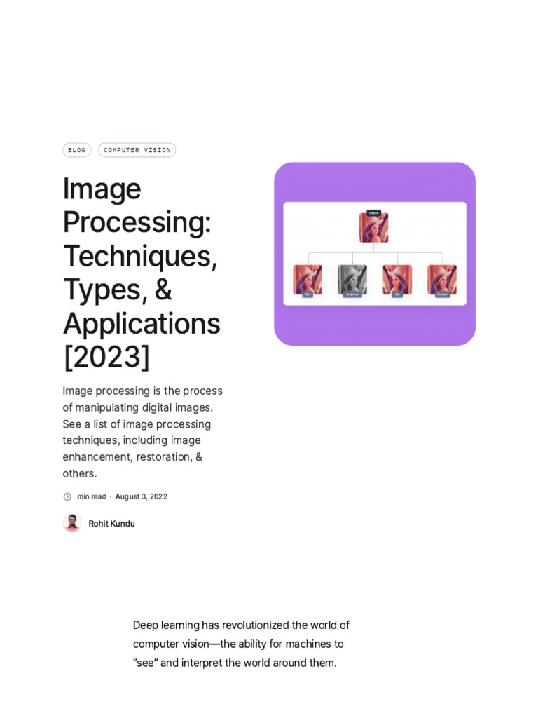 Image Processing Techniques Overview | PDF | Data Compression | Image ...