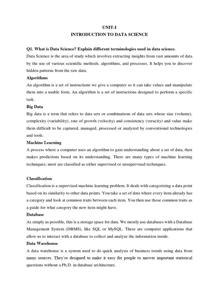 Introduction to Data Science Concepts | PDF | Computer Data Storage ...