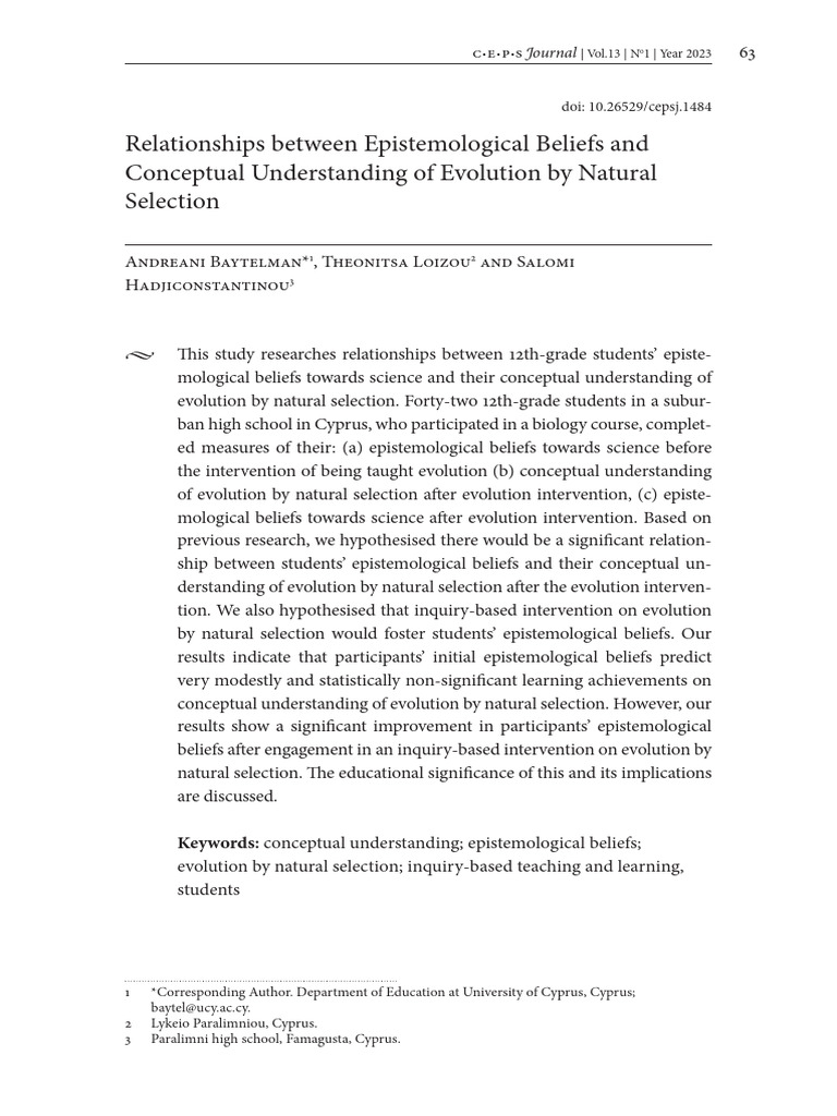 Relationships Between Epistemological Beliefs and 4 | PDF | Knowledge ...