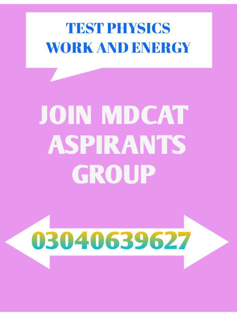 PHY TEST#02 Work Energy & Power | PDF