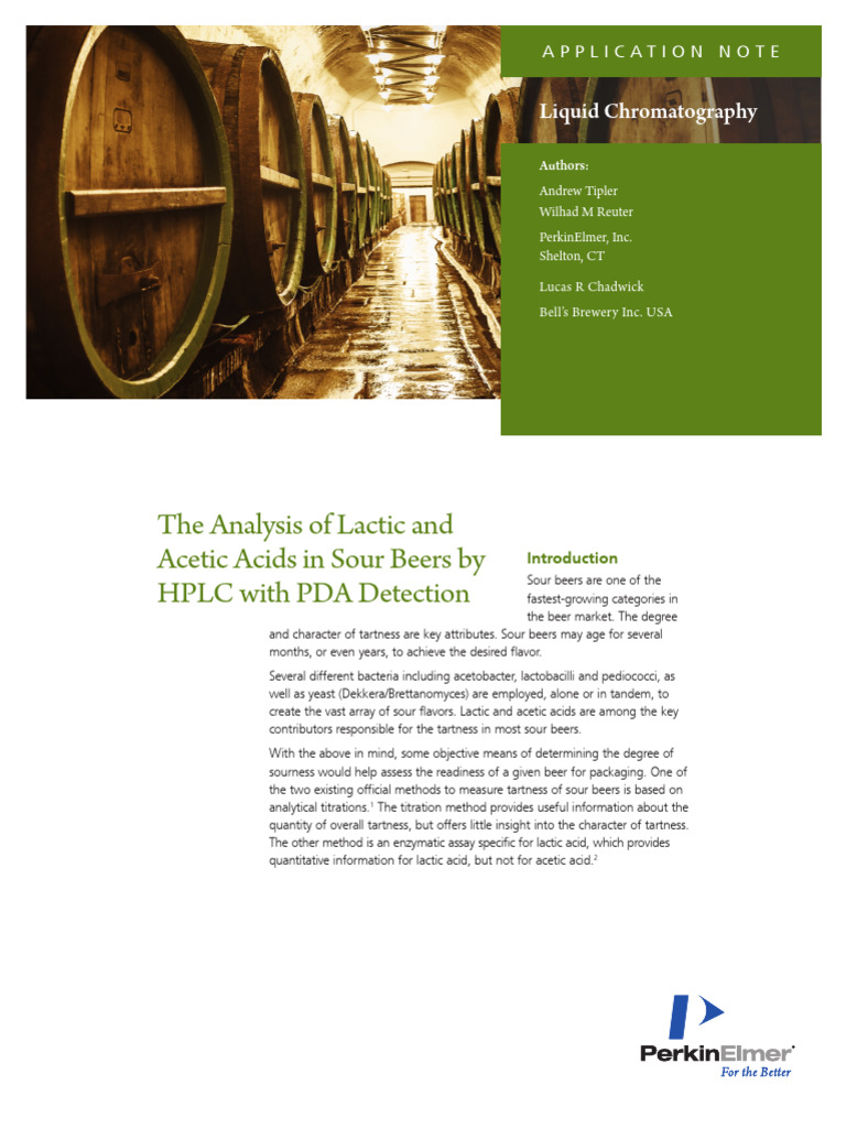 APPanalysisoflacticandaceticacidsinsourbeersbyHPLC PDF