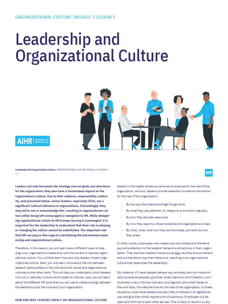 Leadership's Impact on Organizational Culture | PDF | Leadership ...