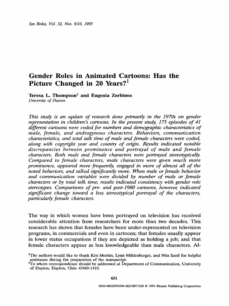 Gender Roles in Animated Cartoons: Has The Picture Changed in 20 Years ...