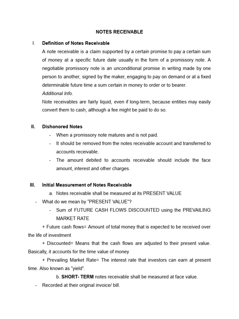 Notes receivable docx pdf debt present value