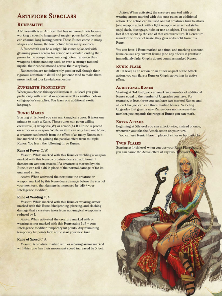Runesmith Artificer Subclass Guide | PDF | Runes