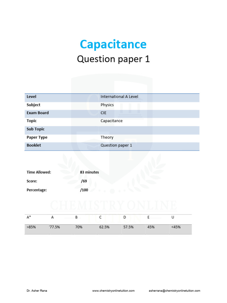CIE A Level Physics Capacitance Exam | PDF