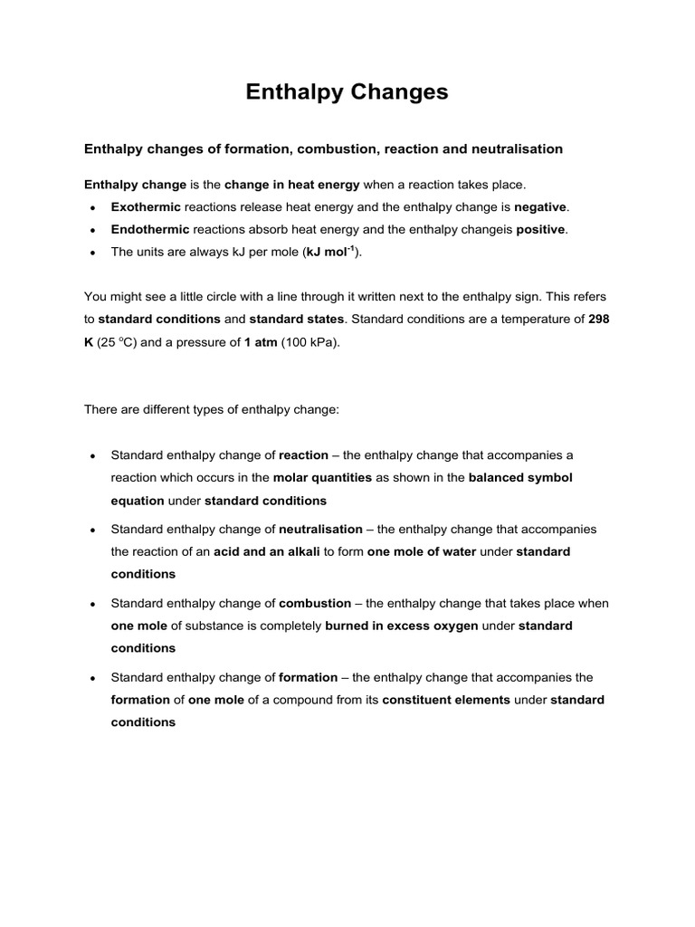 3.2 - Enthalpy+Changes | PDF | Chemical Reactions | Enthalpy