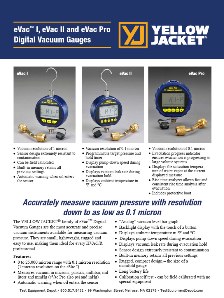 Evac-Family Datasheet | PDF | Vacuum | Pressure Measurement